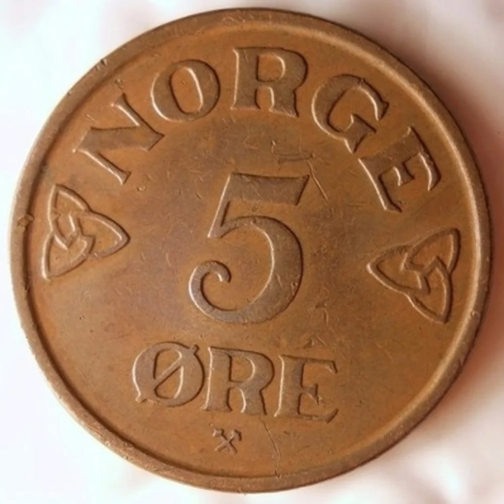 1957 Norwegian 5 Ore Coin - Picture 4 of 4